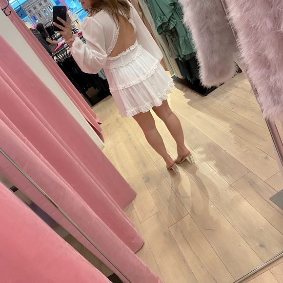 Beautiful Engagement Party White Ruffled Dress - Picture 2 of 3